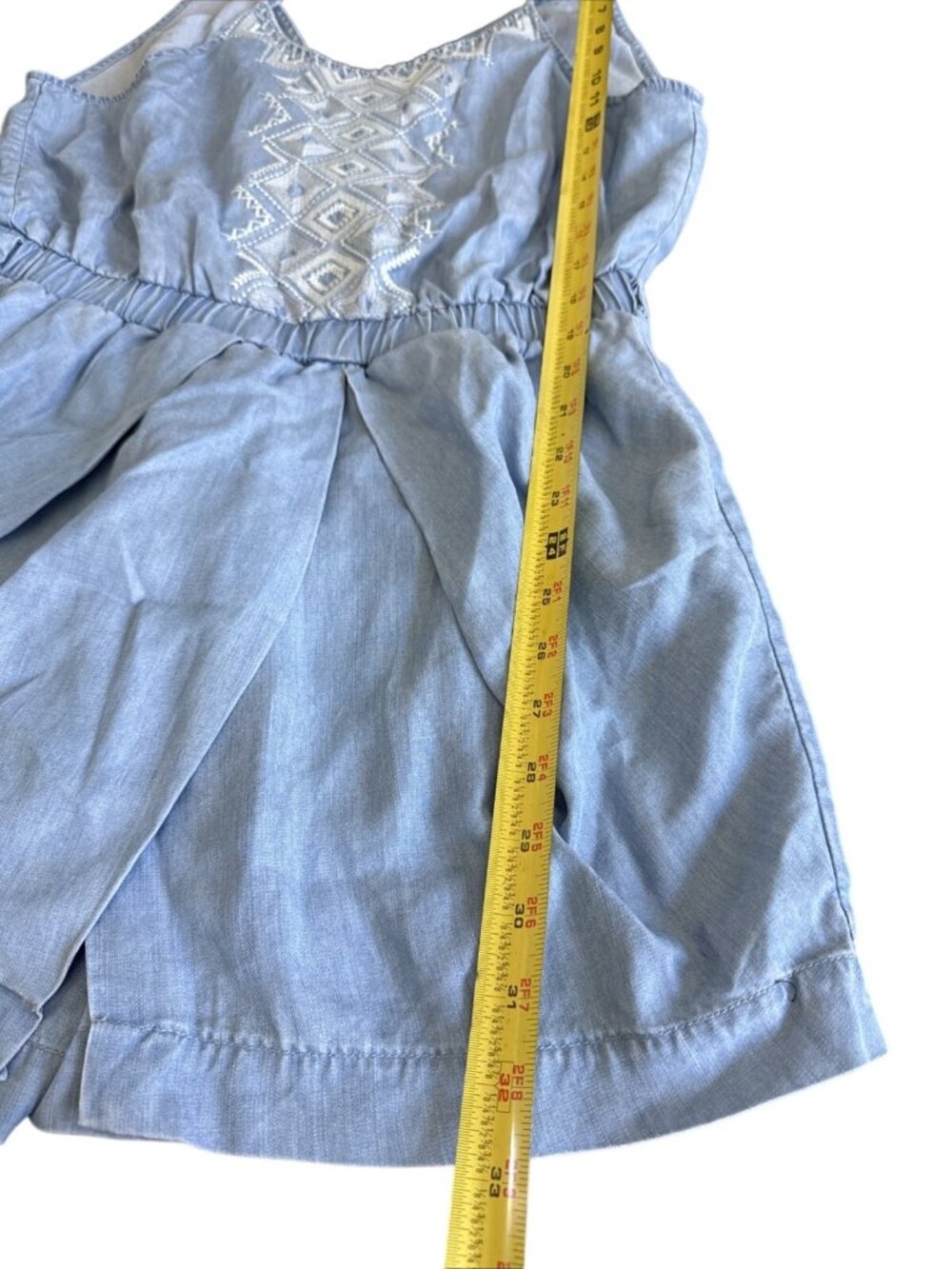 Sugar + Lips Blue W/White Embroidery Romper Size L - Picture 7 of 9